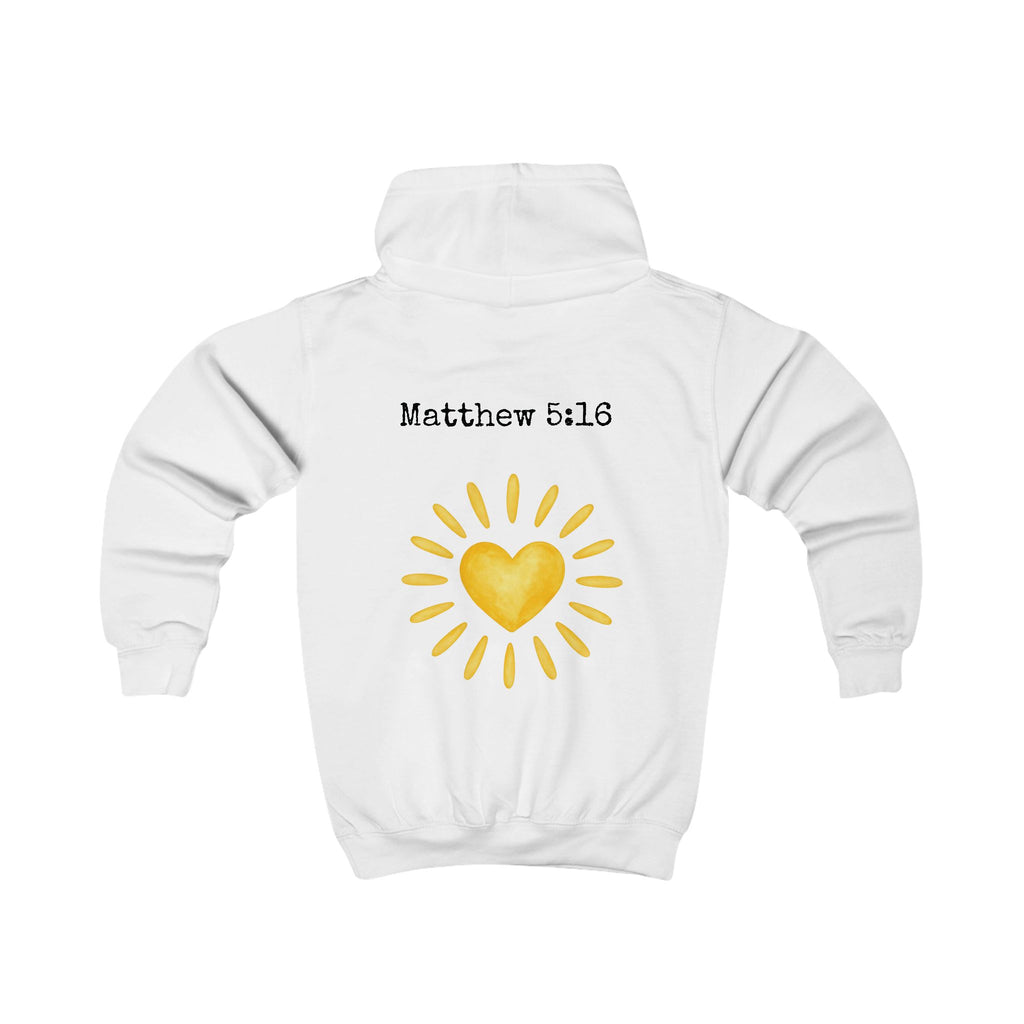 Kids Hoodie - 'Shine Bright' Christian Sunshine Design (Matthew 5:16)
