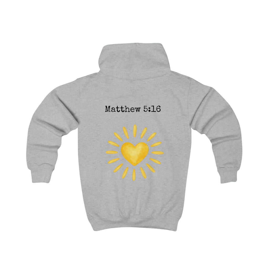 Kids Hoodie - 'Shine Bright' Christian Sunshine Design (Matthew 5:16)