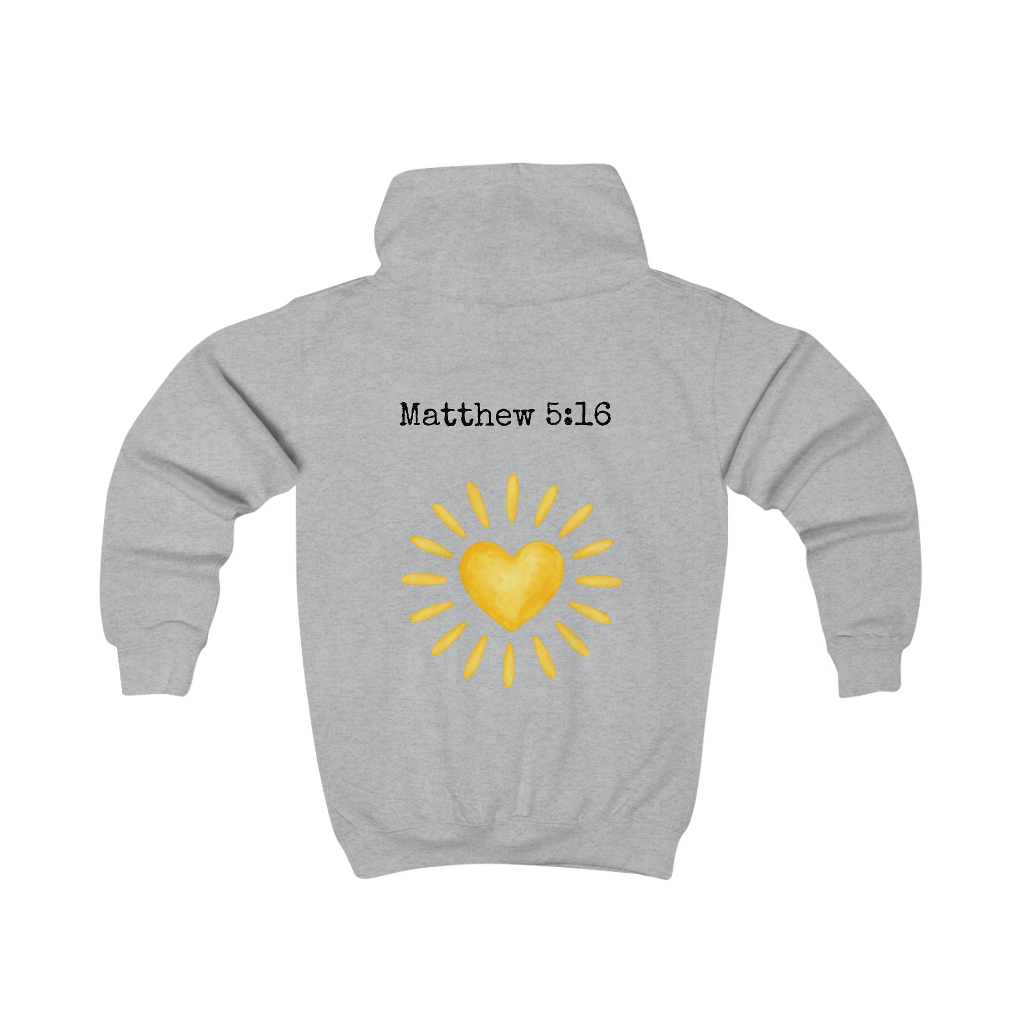 Kids Hoodie - 'Shine Bright' Christian Sunshine Design (Matthew 5:16)